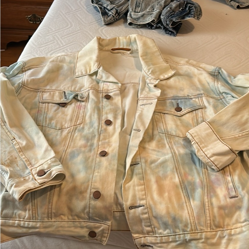 Free People Cream Denim Jacket